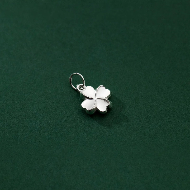 925 Silver Lucky Clover Flower Circle Charms Necklace Earrings Pendants DIY