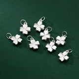925 Silver Lucky Clover Flower Circle Charms Necklace Earrings Pendants DIY