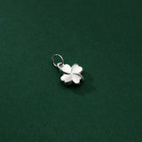 925 Silver Lucky Clover Flower Circle Charms Necklace Earrings Pendants DIY