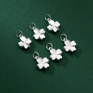 925 Silver Lucky Clover Flower Circle Charms Necklace Earrings Pendants DIY