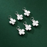 925 Silver Lucky Clover Flower Circle Charms Necklace Earrings Pendants DIY
