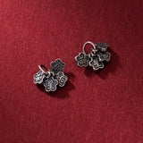 925 Sterling Silver Chinese Good Luck Flower Charms Earrings