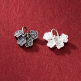 925 Sterling Silver Chinese Good Luck Flower Charms Earrings