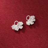 925 Sterling Silver Chinese Good Luck Flower Charms Earrings