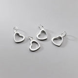 925 Sterling Silver Heart Charms Necklace Bracelet Pendants DIY