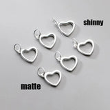 925 Sterling Silver Heart Charms Necklace Bracelet Pendants DIY