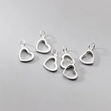 925 Sterling Silver Heart Charms Necklace Bracelet Pendants DIY