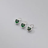 925 Silver Zircon Heart Circle Charms in Pink/Green/Blue/White Pendants