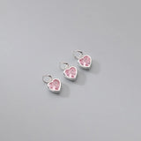925 Silver Zircon Heart Circle Charms in Pink/Green/Blue/White Pendants