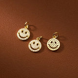 925 Silver Zircon Paved Smile Dangle Charm Pendant 12.5mm Silver/Gold