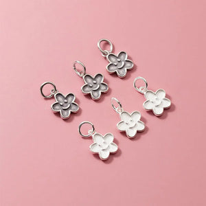 925 Sterling Silver Smile Flower Charms 12x10mm Necklace Bracelet Pendants