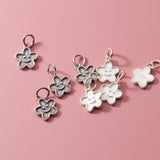 925 Sterling Silver Smile Flower Charms 12x10mm Necklace Bracelet Pendants