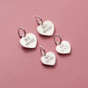 925 Sterling Silver Alphabet Heart Charm 10mm BE MINE S925 Pendant