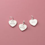 925 Sterling Silver Alphabet Heart Charm 10mm BE MINE S925 Pendant