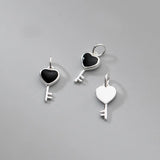 925 Sterling Silver Heart Key Necklace Charms S925 Silver Jewelry Pendants