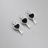 925 Sterling Silver Heart Key Necklace Charms S925 Silver Jewelry Pendants