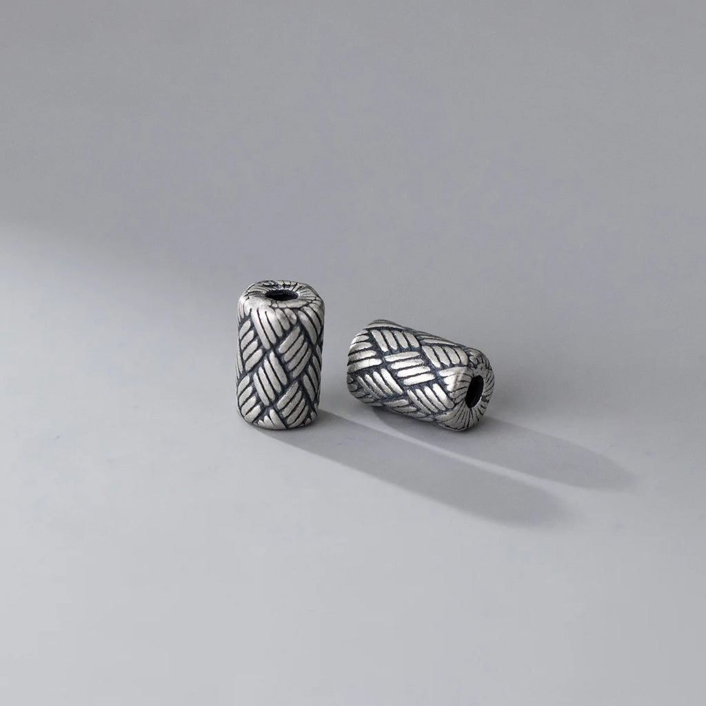 925 Sterling Silver Weave Pattern Cylinder Loose Beads