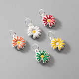 999 Pure Silver 5 Colors Daisy Circle Charms DIY Jewelry Pendants