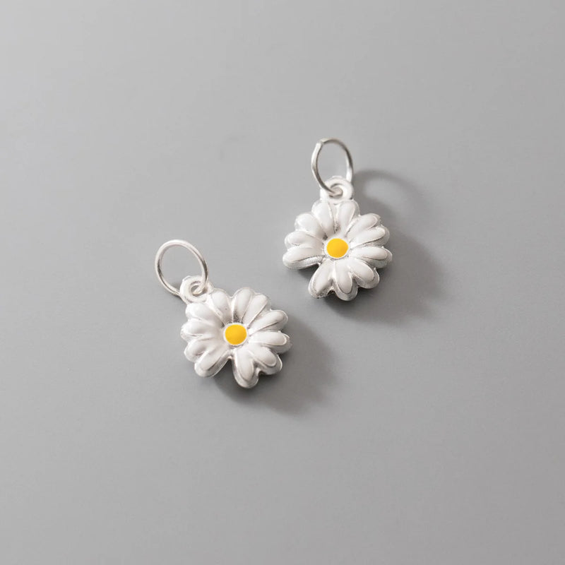 999 Pure Silver 5 Colors Daisy Circle Charms DIY Jewelry Pendants