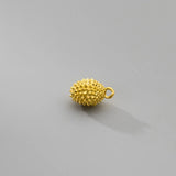 999 Pure Silver Durian Shape Fruit Charms Plated 18K 3D Craftwork Pendant