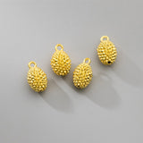 999 Pure Silver Durian Shape Fruit Charms Plated 18K 3D Craftwork Pendant