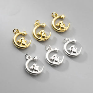 999 Silver Moon Brabbit Necklace Charm DIY Jewelry Findings