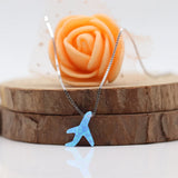 Op06 Synthetic Opal Airplane Pendant 925 Silver Necklace