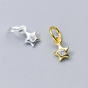 S925 Silver Zircon Star Charms Earrings Bracelets Pendants DIY Jewelry Making
