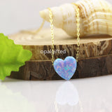 10mm OP26 Heart Synthetic Opal Necklace 925 Sterling Silver Opal Heart Necklace