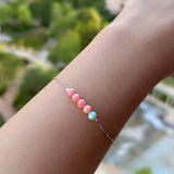 Mini Opal Bead Bracelet 925 Silver 5 Round Ball Synthetic Opal Beads