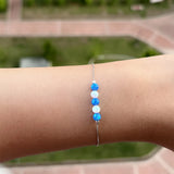 Mini Opal Bead Bracelet 925 Silver 5 Round Ball Synthetic Opal Beads