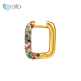 925 Silver Geometric Hoop Earrings with Zircon Crystals