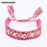Embroidered Rope Chain Love Bracelet Tassel Braided Couple Bracelet