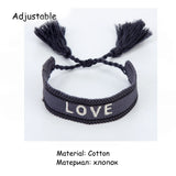 Embroidered Rope Chain Love Bracelet Tassel Braided Couple Bracelet