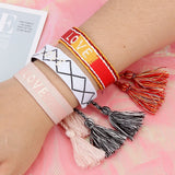 Embroidered Rope Chain Love Bracelet Tassel Braided Couple Bracelet
