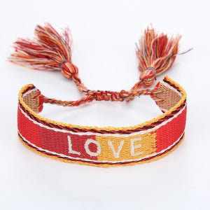 Embroidered Rope Chain Love Bracelet Tassel Braided Couple Bracelet