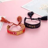 Embroidered Rope Chain Love Bracelet Tassel Braided Couple Bracelet