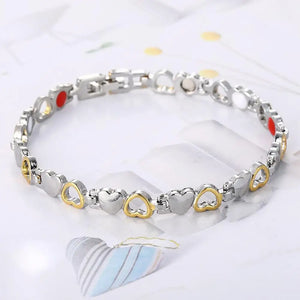 Magnetic Health Bracelet Steel Chain Link Heart Shape Couples Bracelets