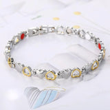 Magnetic Health Bracelet Steel Chain Link Heart Shape Couples Bracelets