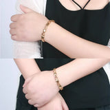 Magnetic Health Bracelet Steel Chain Link Heart Shape Couples Bracelets
