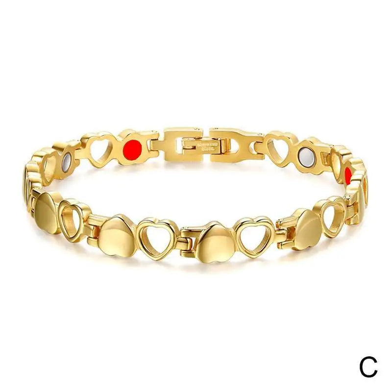 Magnetic Health Bracelet Steel Chain Link Heart Shape Couples Bracelets