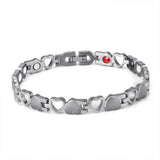 Magnetic Health Bracelet Steel Chain Link Heart Shape Couples Bracelets