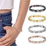 Magnetic Health Bracelet Steel Chain Link Heart Shape Couples Bracelets