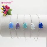 Colorful 8*11mm Opal Elephant Bracelet in 925 Sterling Silver