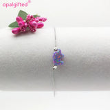 Colorful 8*11mm Opal Elephant Bracelet in 925 Sterling Silver
