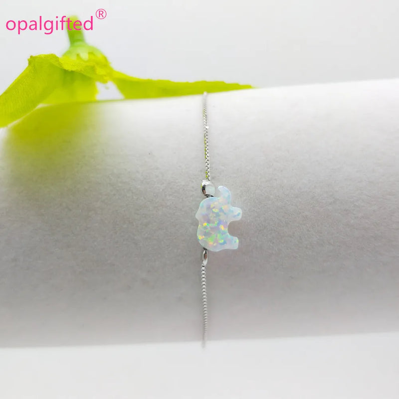 Colorful 8*11mm Opal Elephant Bracelet in 925 Sterling Silver