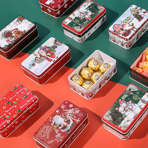 Metal Christmas Tins Candy Cookies Great Packaging Box Kids Party Supplies Case