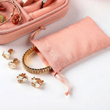 Mini Portable Leather Jewelry Box Rings Earrings Necklace Organizer with Pouch