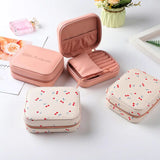 Mini Portable Leather Jewelry Box Rings Earrings Necklace Organizer with Pouch