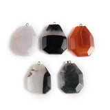 1pc Natural Stone Geometric Charm Pendant for DIY Jewelry